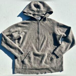 Saks Fifth Cashmere-Cotton Knit Half-Zip Hoodie Gray Sweater, M